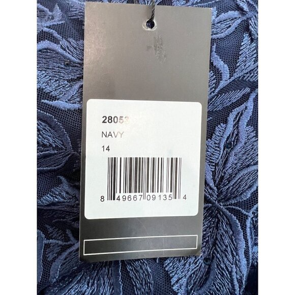 New La Femme Size 14 Lace V Neck A-line Dress Gown - 28053 Navy *rip, stain* - Picture 12 of 16